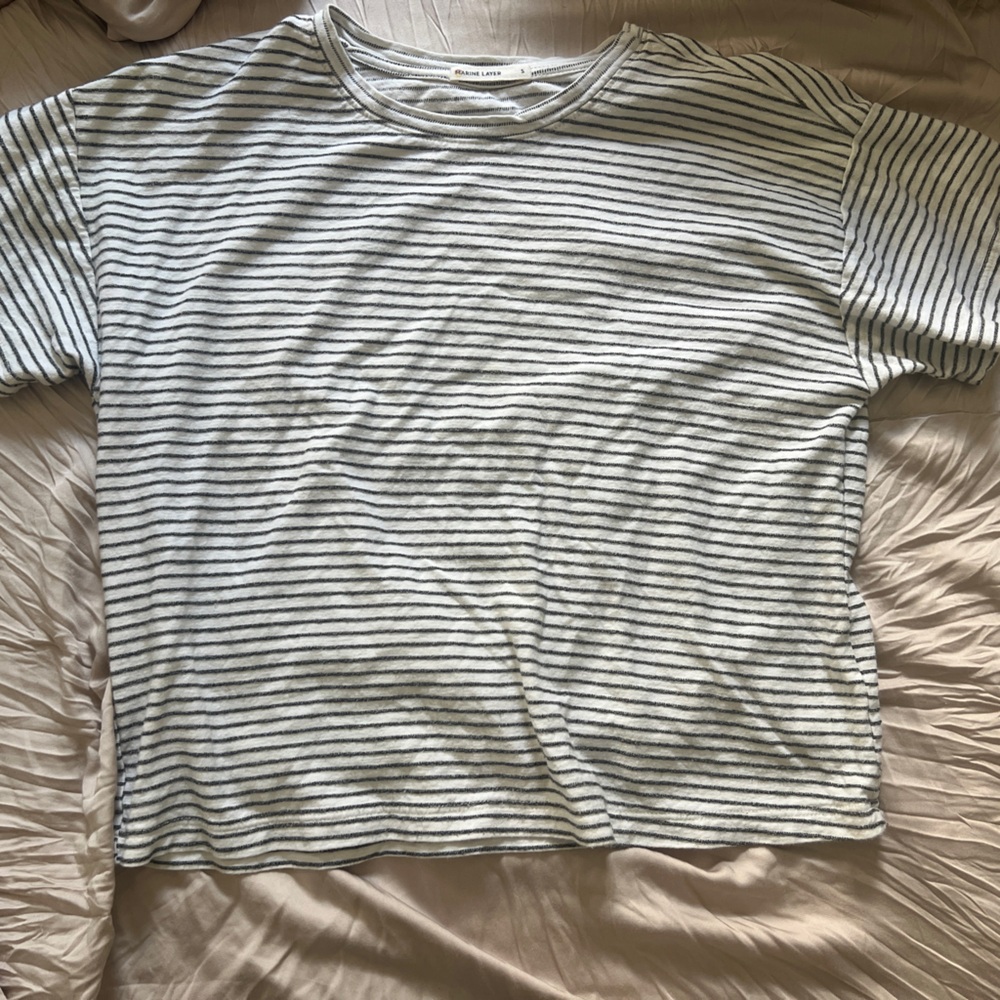 Marine Layer Cropped Striped Shirt